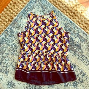 ecru Silk Sleeveless Printed Top